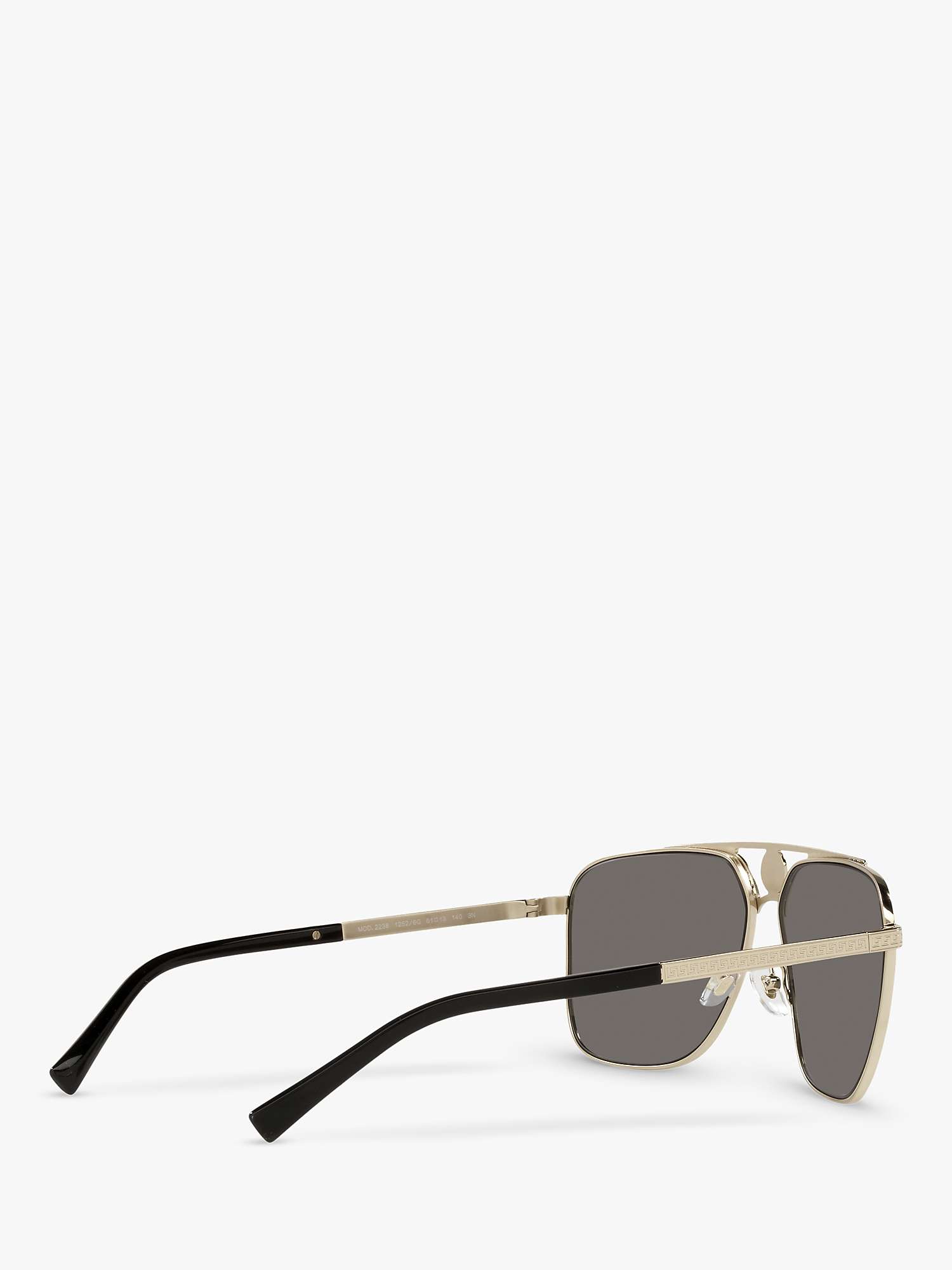 Buy Versace VE2238 Men's Rectangular Sunglasses, Pale Gold/Mirror Grey Online at johnlewis.com