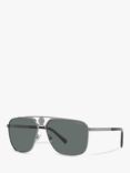 Versace VE2238 Men's Polarised Rectangular Sunglasses, Gunmetal/Grey