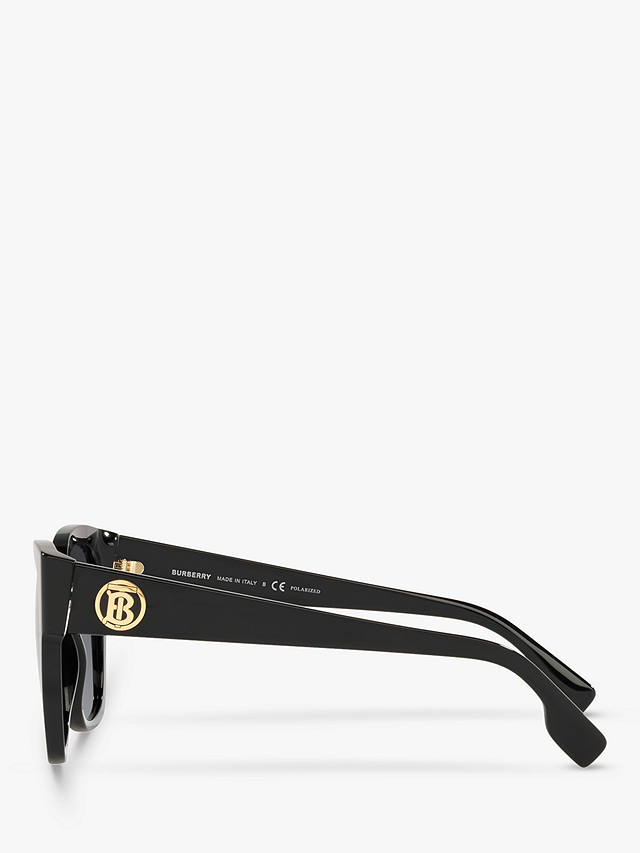 Burberry BE4345 Women's Ruth Polarised Square Sunglasses, Black/Grey Gradient