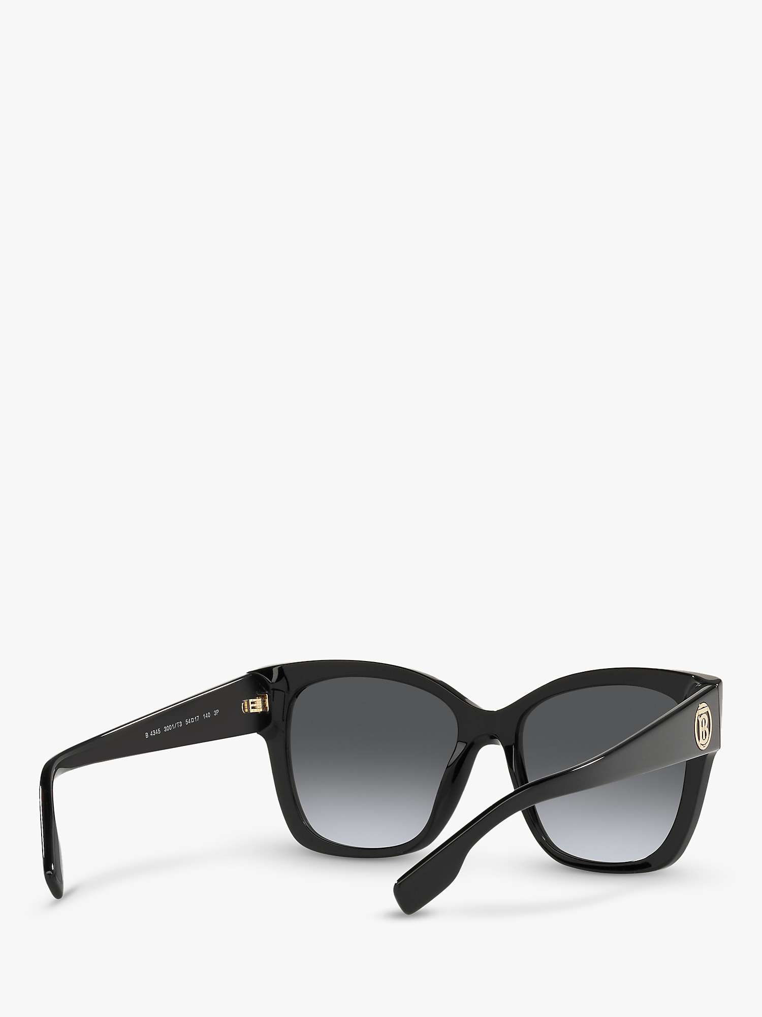 Buy Burberry BE4345 Women's Ruth Polarised Square Sunglasses, Black/Grey Gradient Online at johnlewis.com