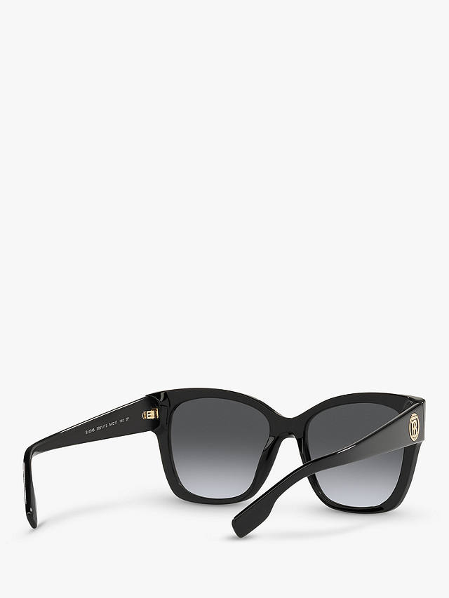 Burberry BE4345 Women's Ruth Polarised Square Sunglasses, Black/Grey Gradient