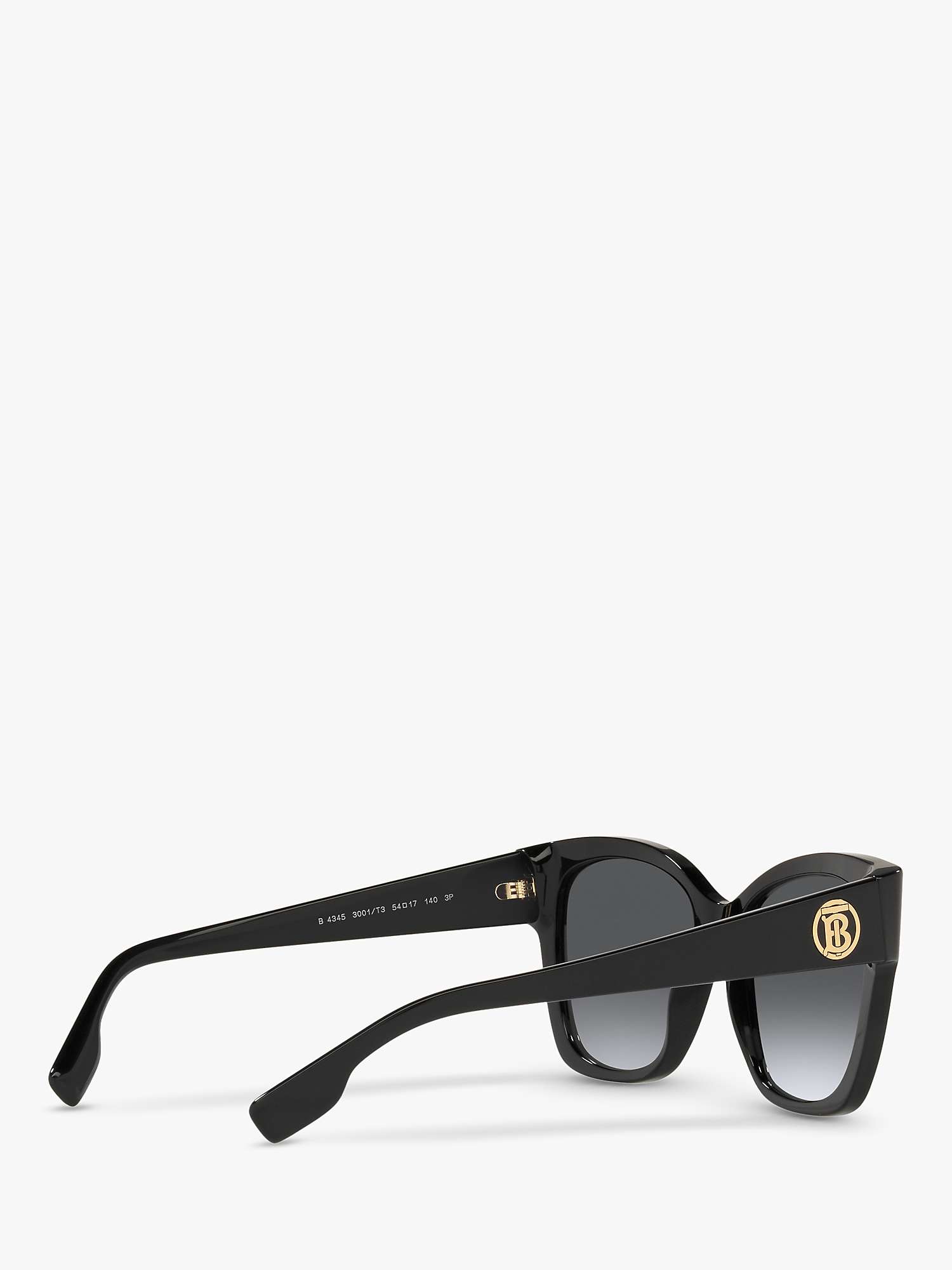 Buy Burberry BE4345 Women's Ruth Polarised Square Sunglasses, Black/Grey Gradient Online at johnlewis.com