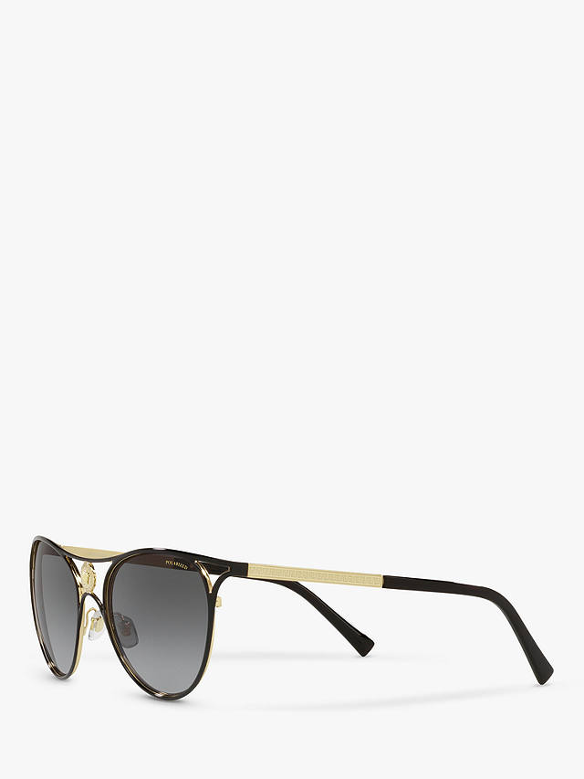 Versace VE2237 Women's Cat's Eye Polarised Sunglasses, Black/Gold