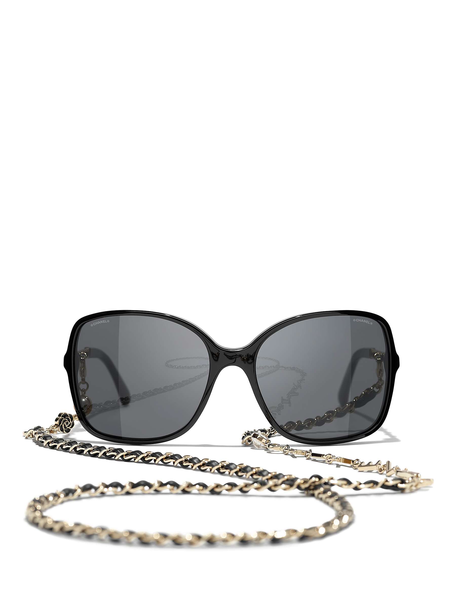 Buy CHANEL Square Sunglasses CH5210Q Black/Grey Online at johnlewis.com