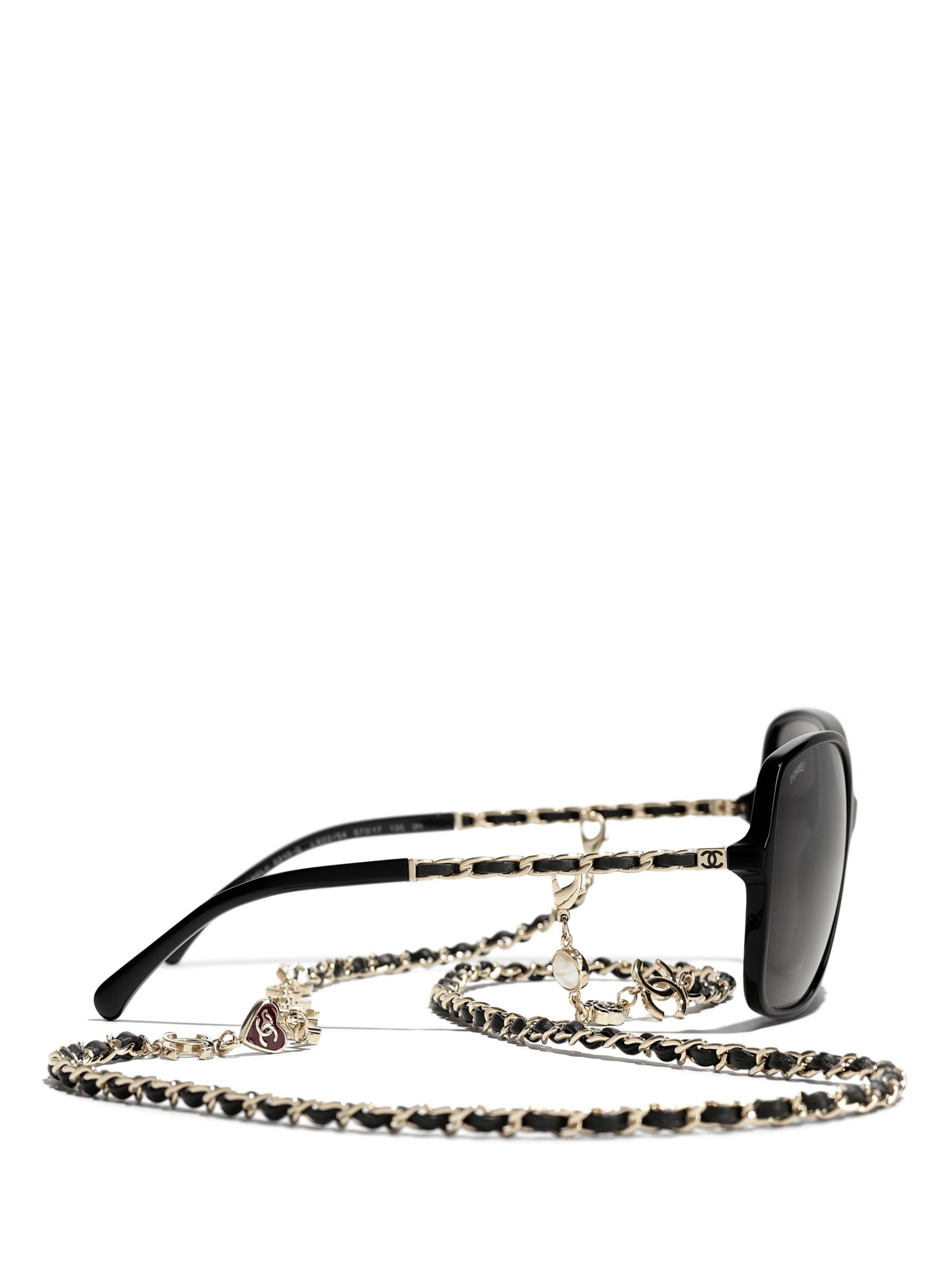 Buy CHANEL Square Sunglasses CH5210Q Black/Grey Online at johnlewis.com