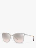 Michael Kors MK1098B Women's Stockholm Square Sunglasses, Silver/Mirror Pink