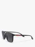 Prada Linea Rossa PS 06VS Men's Polarised Square Sunglasses, Black/Grey