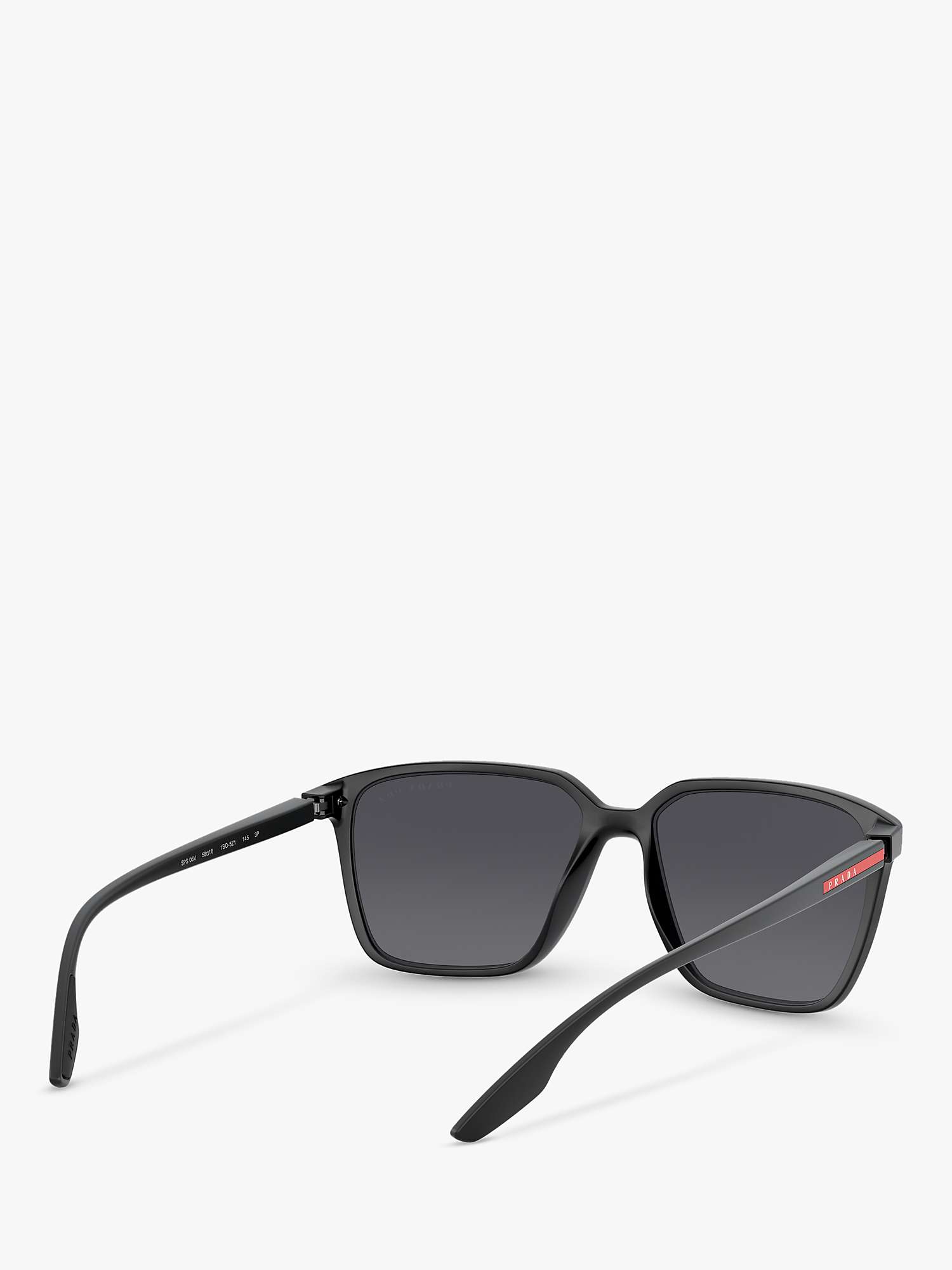 Buy Prada Linea Rossa PS 06VS Men's Polarised Square Sunglasses, Black/Grey Online at johnlewis.com