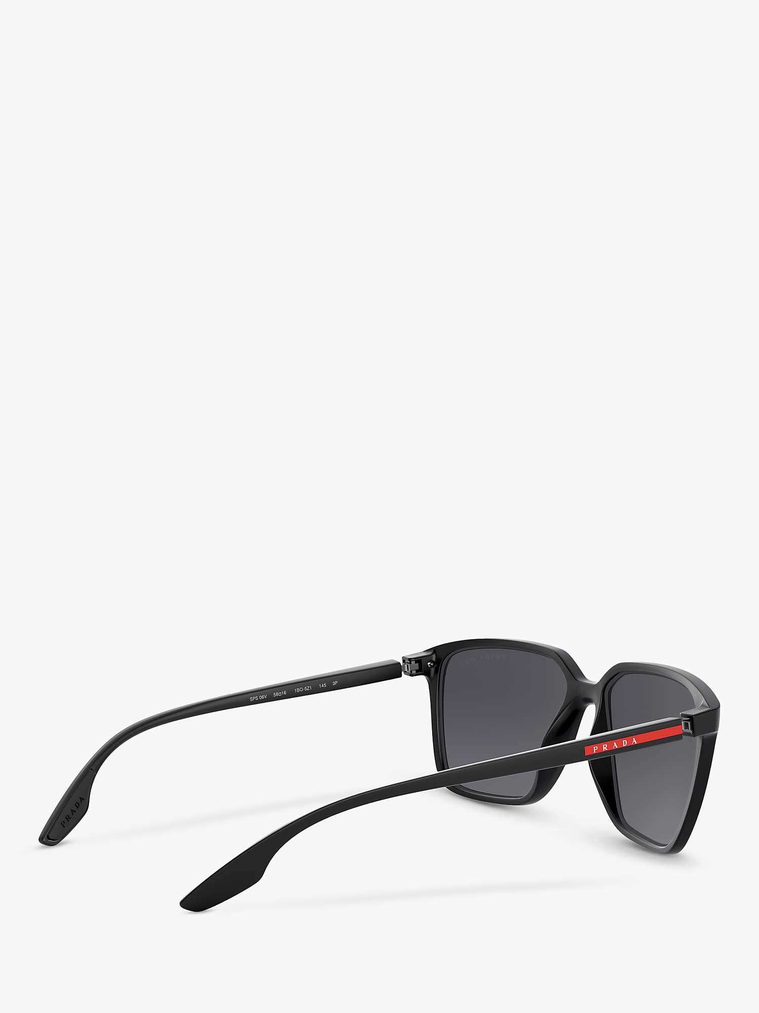 Buy Prada Linea Rossa PS 06VS Men's Polarised Square Sunglasses, Black/Grey Online at johnlewis.com