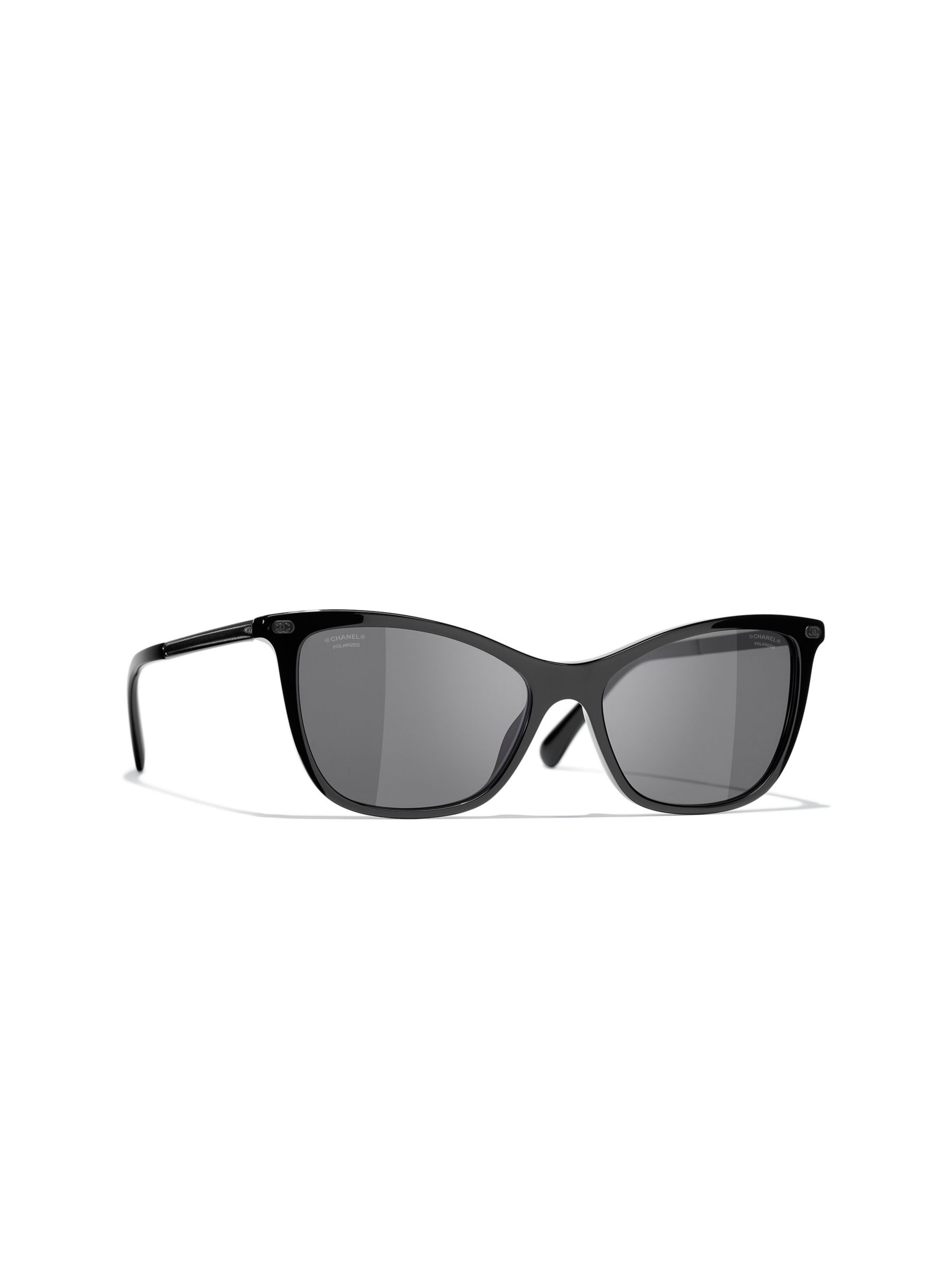 CHANEL Cat's Eye Sunglasses CH5437Q Black/Grey at John Lewis & Partners