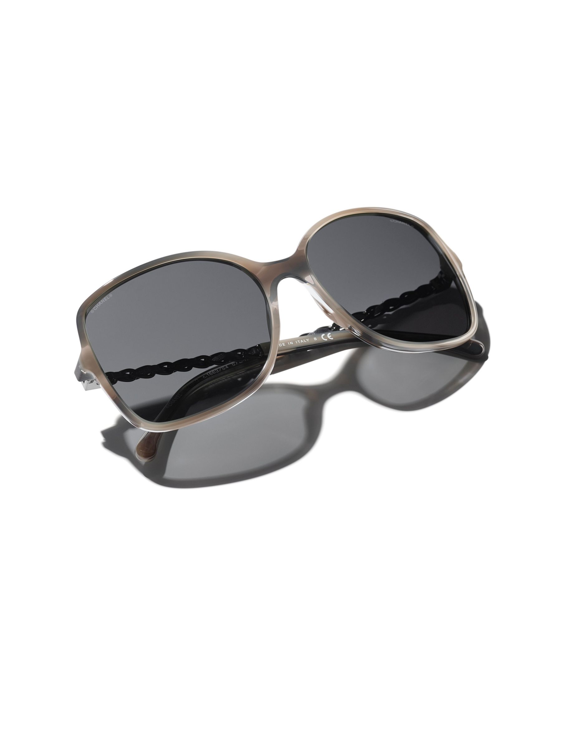 CHANEL Square Sunglasses CH5210Q Brown/Grey at John Lewis & Partners