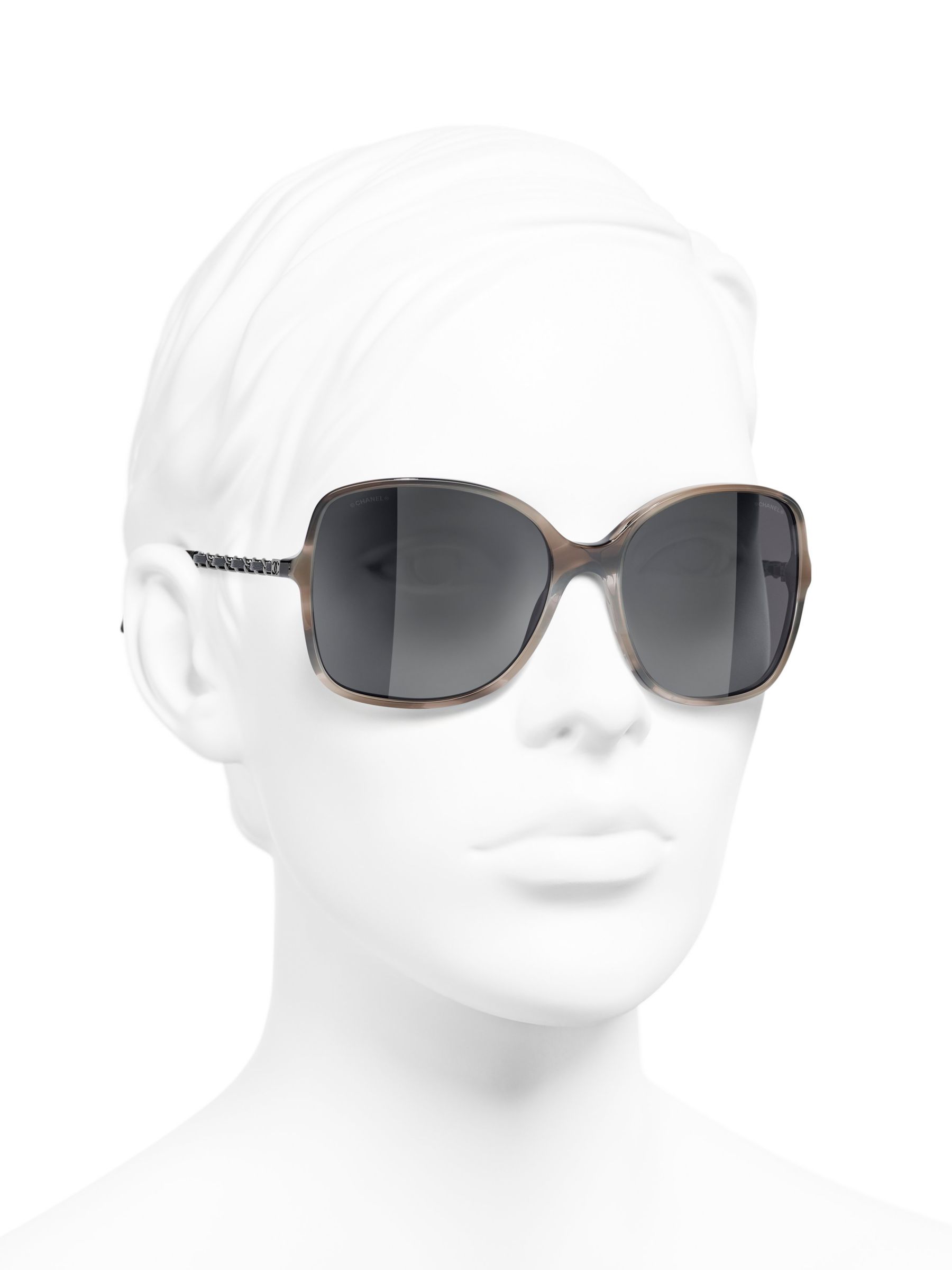CHANEL Square Sunglasses CH5210Q Brown/Grey at John Lewis & Partners