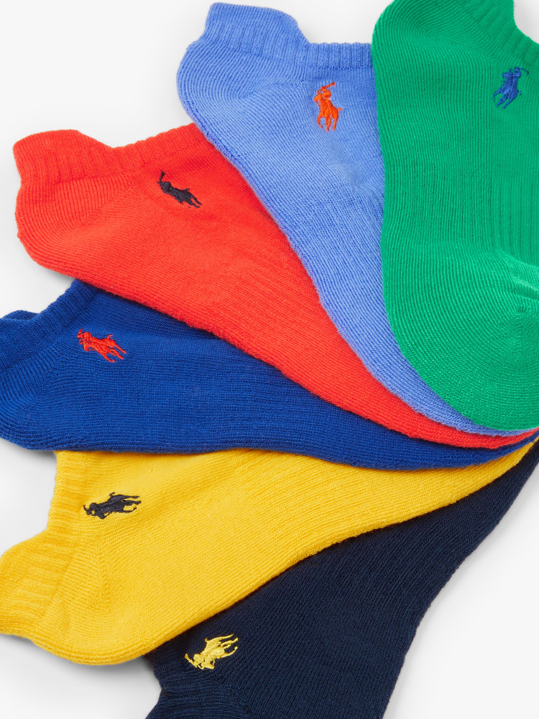 Buy Polo Ralph Lauren Cotton Blend Trainer Socks, One Size, Pack of 6, Multi Online at johnlewis.com