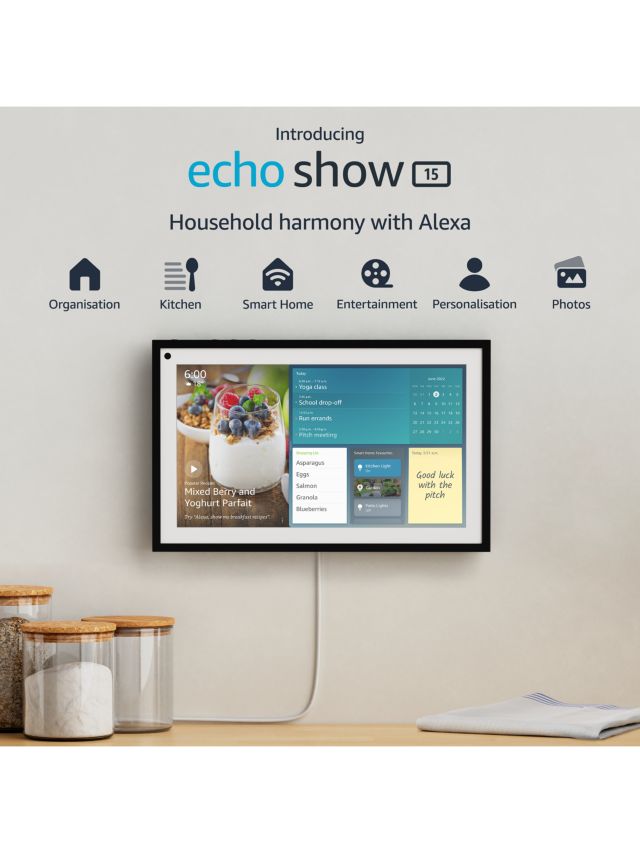 Echo Show 15 Smart Display with 15.6 Screen, Alexa Voice  Recognition & Control, Fire TV & Remote Control