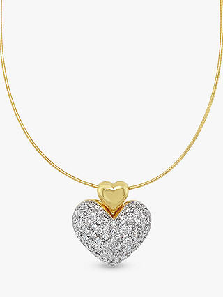 Milton & Humble Jewellery Second Hand 18ct White & Yellow Gold Diamond Heart Pendant Necklace, Gold