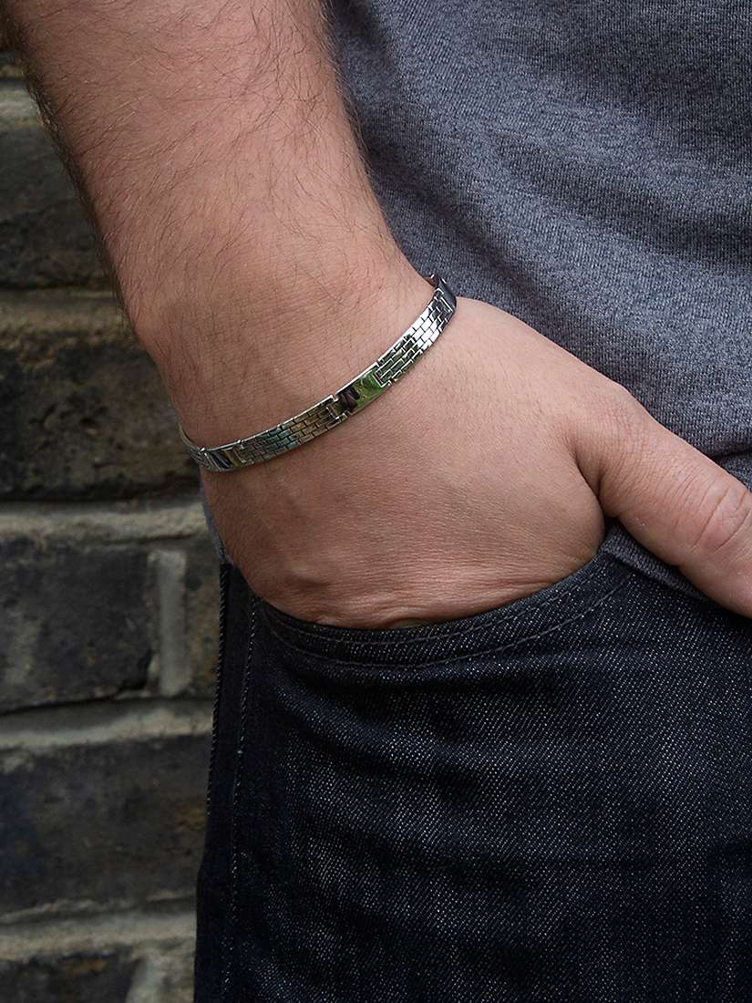 Buy Hoxton London Men's Brick Pattern Bar Link Bracelet, Silver Online at johnlewis.com