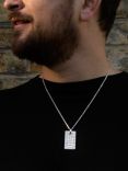Hoxton London Men's Crocodile Dog Tag Pendant Necklace, Silver
