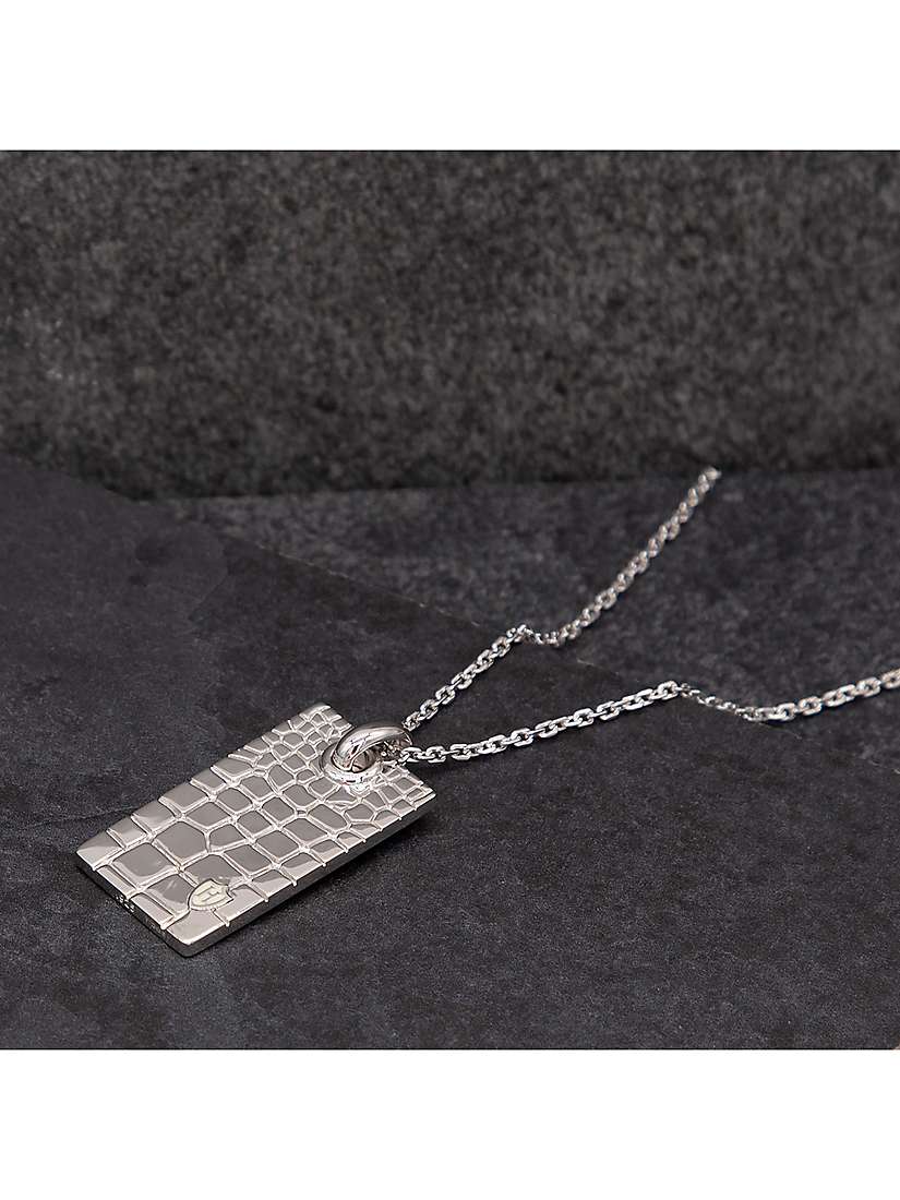 Buy Hoxton London Men's Crocodile Dog Tag Pendant Necklace, Silver Online at johnlewis.com