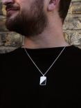 Hoxton London Men's Half Leather Dog Tag Pendant Necklace, Silver/Black