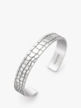 Hoxton London Men's Wild Crocodile Pattern Cuff Bangle, Silver