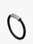 Hoxton London Men's Woven Silver & Leather Bracelet, Black/Silver