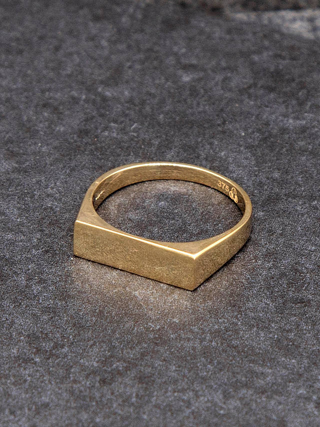 IBB Personalised 9ct Gold Unisex Rectangular Signet Ring, Gold