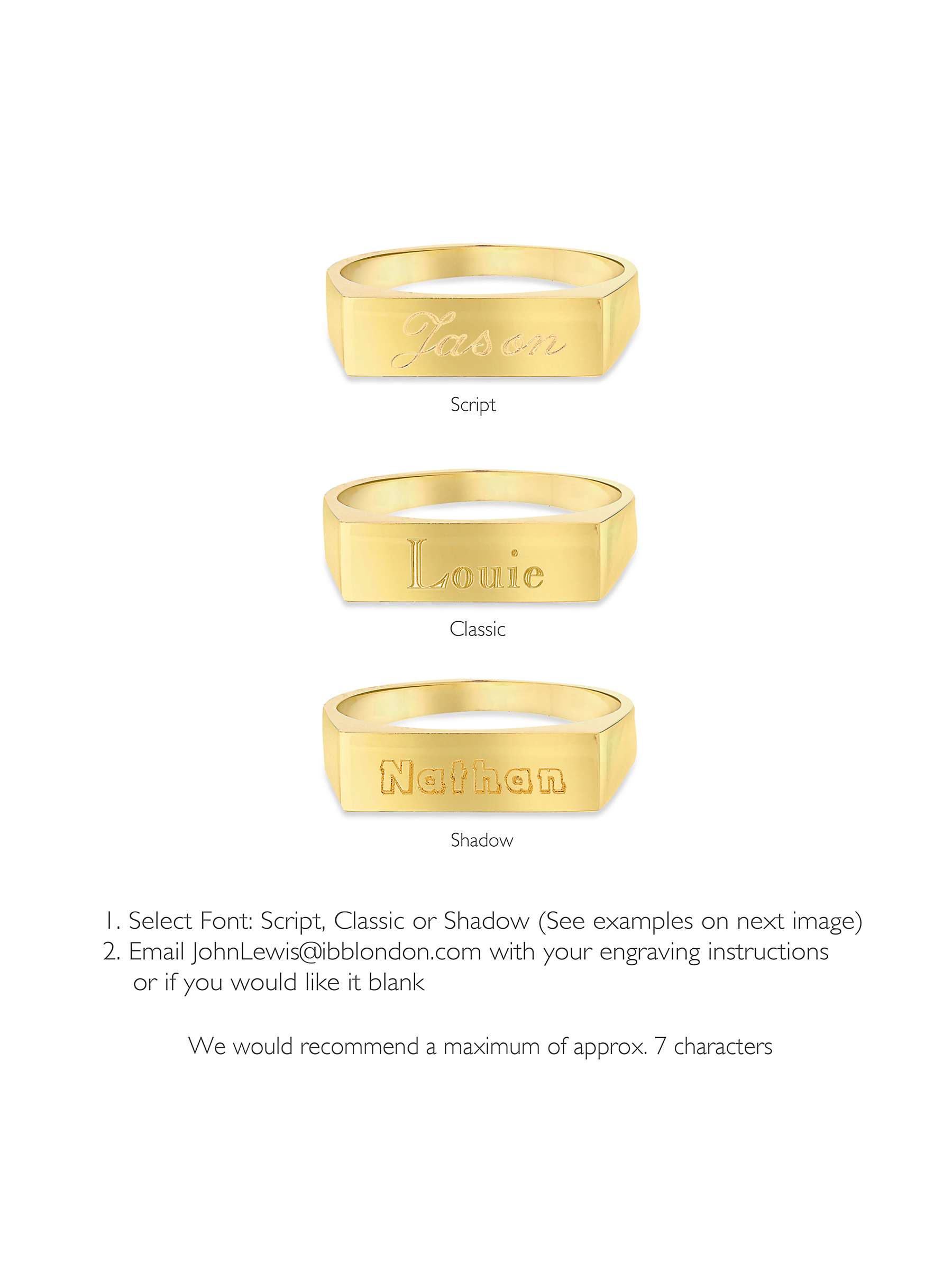 Buy IBB Personalised 9ct Gold Unisex Rectangular Signet Ring, Gold Online at johnlewis.com