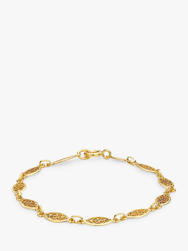 IBB 18ct Yellow Gold Filigree Oval Chain Bracelet, Gold