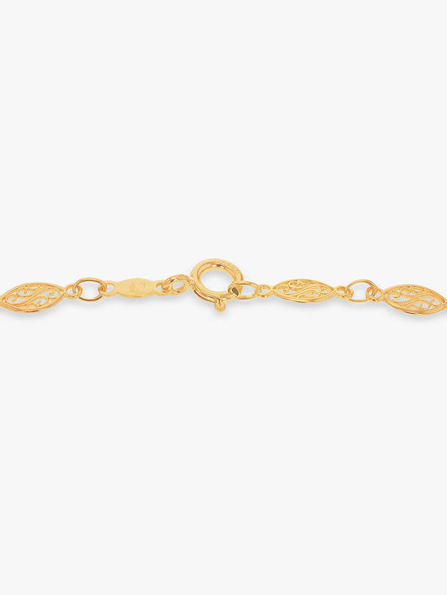 IBB 18ct Yellow Gold Filigree Oval Chain Bracelet, Gold