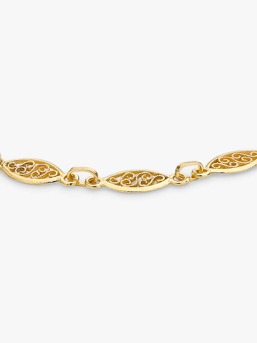 Buy IBB 18ct Yellow Gold Filigree Oval Chain Bracelet, Gold Online at johnlewis.com