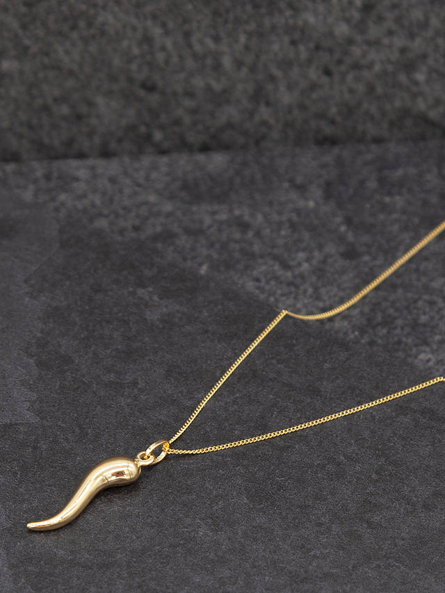 IBB 9ct Gold Horn Pendant Necklace, Gold