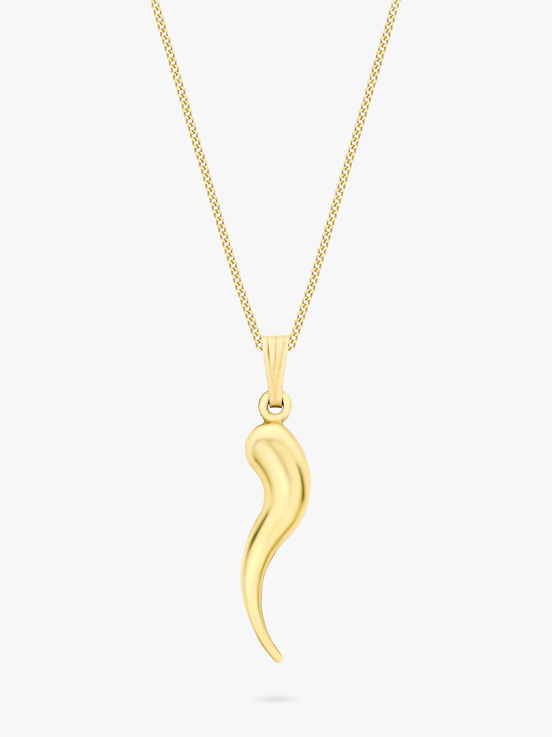 Buy IBB 9ct Gold Horn Pendant Necklace, Gold Online at johnlewis.com