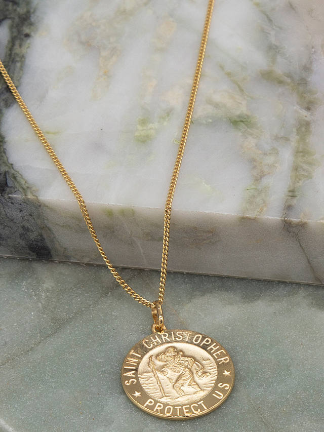IBB 9ct Gold St Christopher Pendant Necklace, Gold