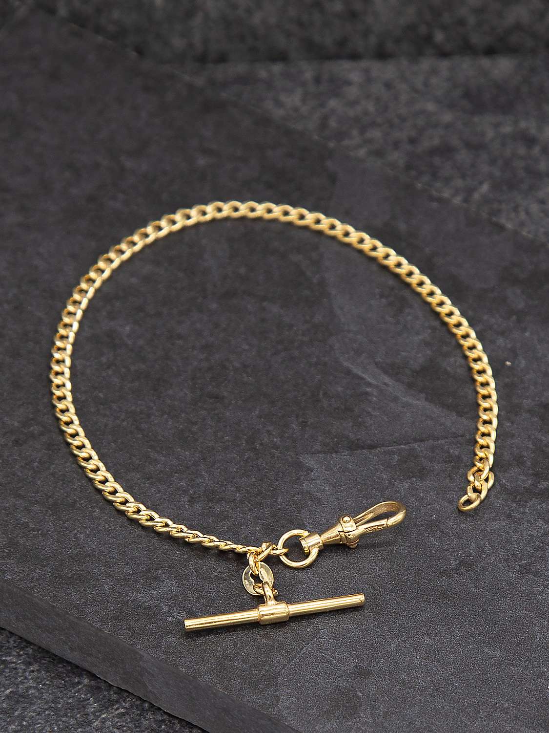 Buy IBB 9ct Gold Hollow T-Bar Curb Chain Bracelet, Gold Online at johnlewis.com
