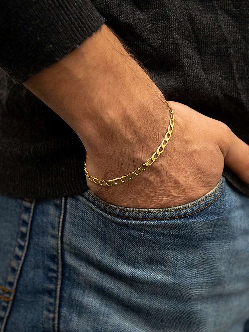 Buy IBB 9ct Gold Diamond Cut Flat Curb Chain Bracelet, Gold Online at johnlewis.com