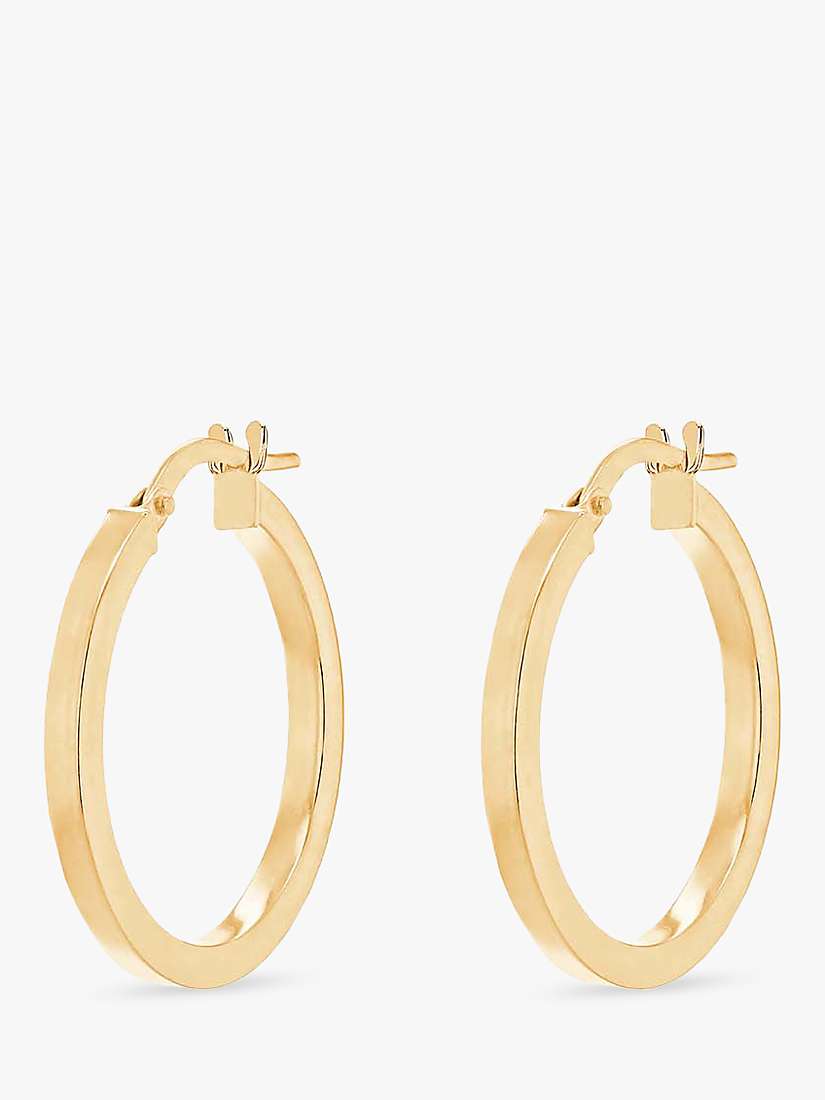 Buy IBB 18ct Gold Square Tube Round Creole Hoop Earrings, Gold Online at johnlewis.com