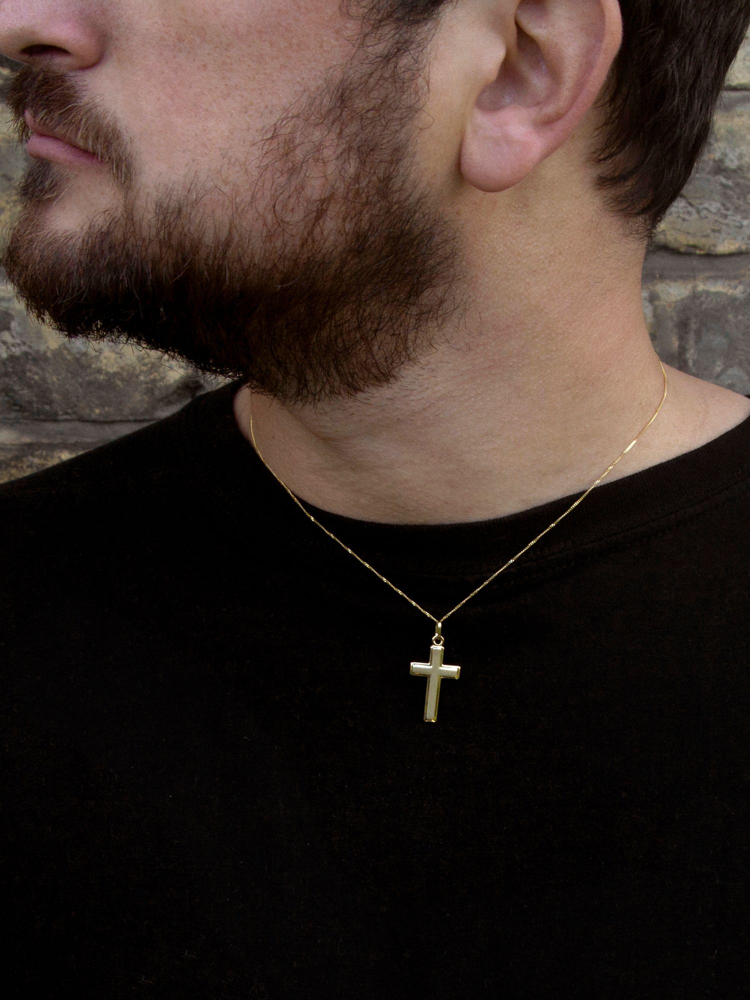 IBB 9ct Gold Cross Pendant Necklace, Gold at John Lewis & Partners