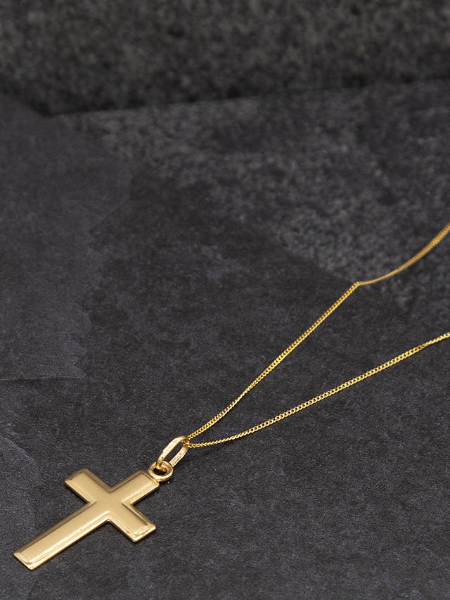 IBB 9ct Gold Cross Pendant Necklace, Gold