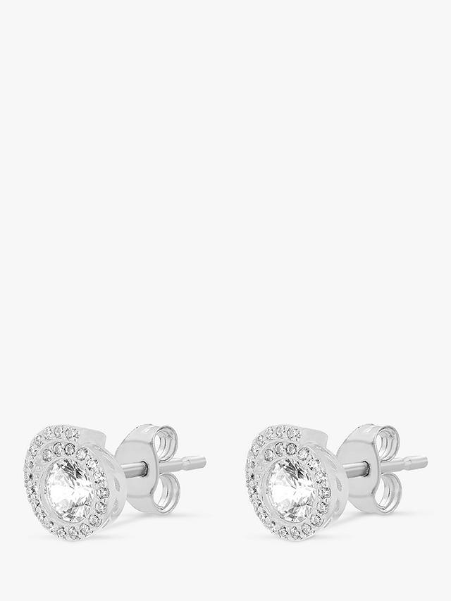 IBB Sterling Silver Cubic Zirconia Swirl Earrings & Necklace Gift Set, Silver