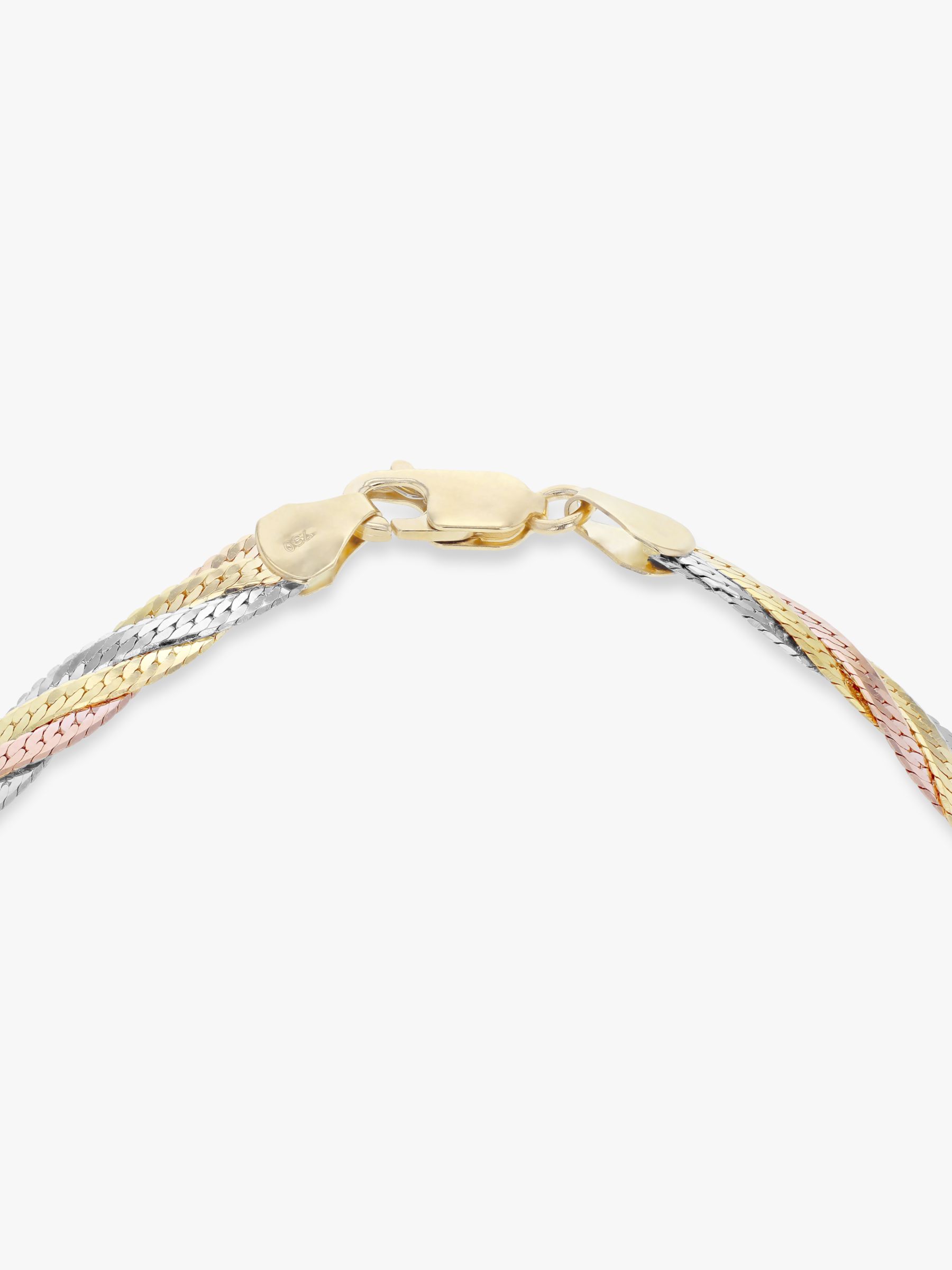 Buy IBB 18ct Gold Tri-colour Herringbone Chain Bracelet, Multi Online at johnlewis.com