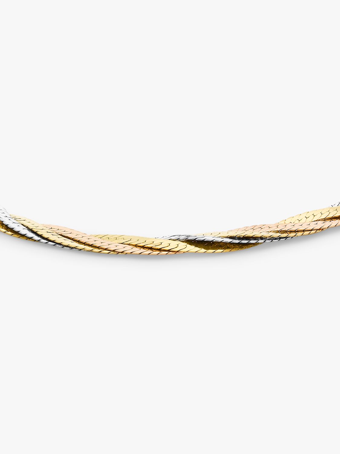Buy IBB 18ct Gold Tri-colour Herringbone Chain Bracelet, Multi Online at johnlewis.com