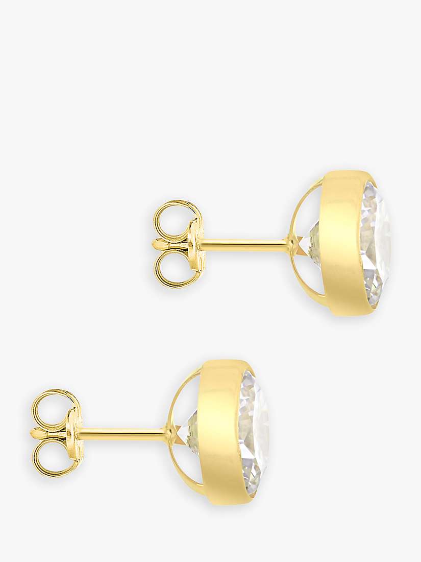Buy IBB 18ct Gold Round Cubic Zirconia Stud Earrings, Gold Online at johnlewis.com
