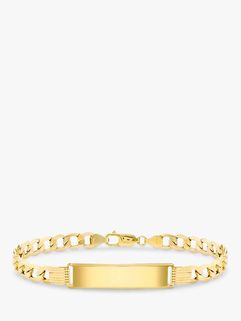 Buy IBB Men's 9ct Gold ID Tag Curb Chain Bracelet, Gold Online at johnlewis.com