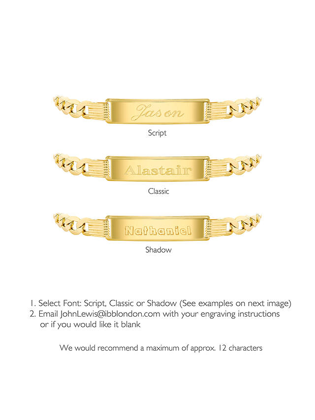 IBB Men's 9ct Gold ID Tag Curb Chain Bracelet, Gold