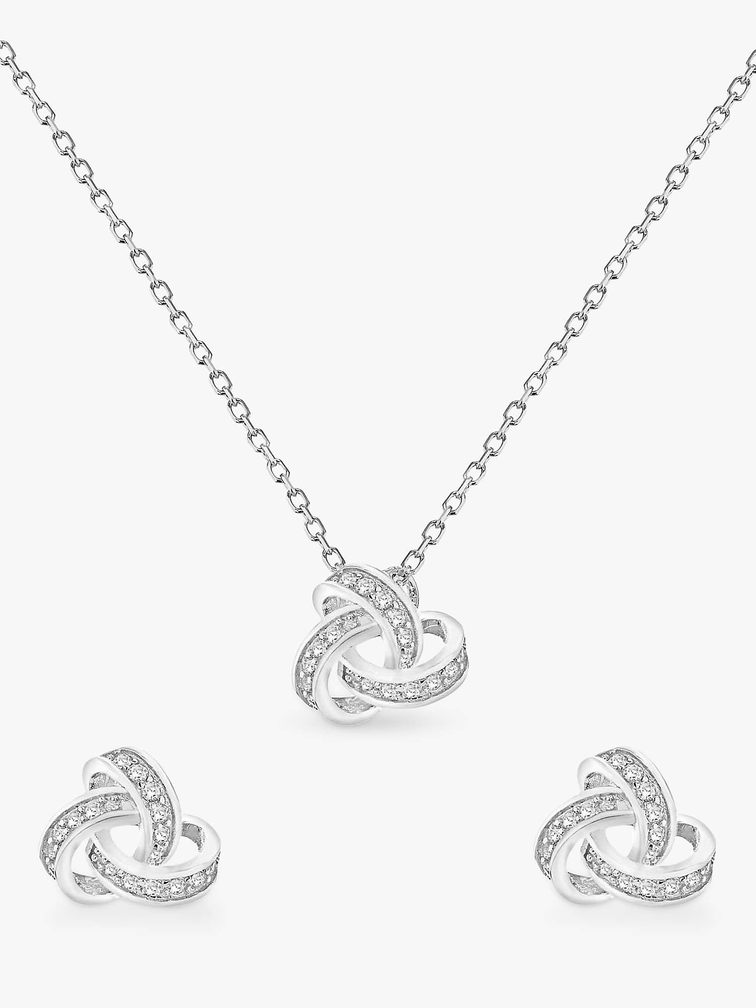 Buy IBB Sterling Silver Cubic Zirconia Knot Earrings & Necklace Gift Set Online at johnlewis.com