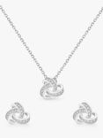 IBB Sterling Silver Cubic Zirconia Knot Earrings & Necklace Gift Set