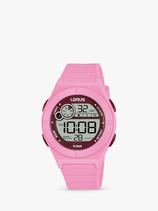 Lorus R2367NX9 Children s Digital Silicone Strap Watch Pink Grey