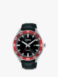 Lorus RH941NX9 Men's Date Leather Strap Watch, Black