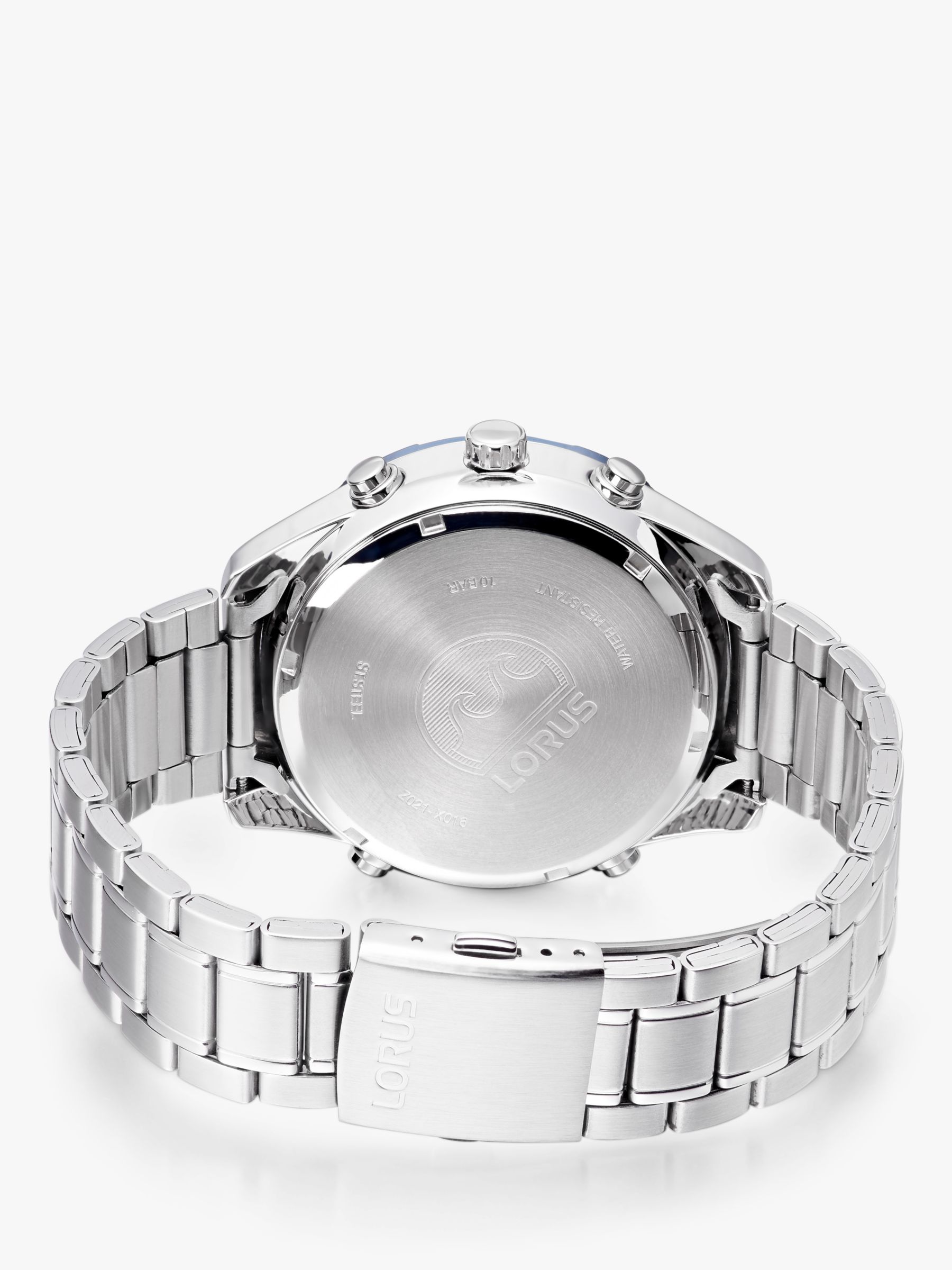 Lorus Men\'s Analogue/Digital Duo Display Bracelet Strap Watch, Silver/Blue  RW647AX9 at John Lewis & Partners