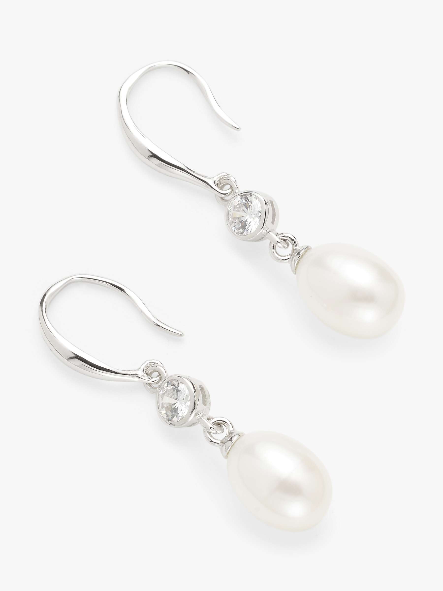 Buy Lido Solitaire Cubic Zirconia & Freshwater Pearl Hook Earrings, Silver/White Online at johnlewis.com